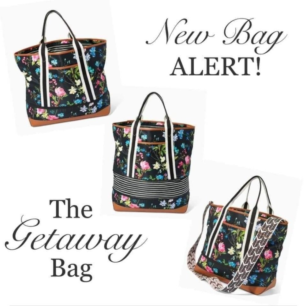 Stella&Dot Getaway Travel Bag - Black Floral